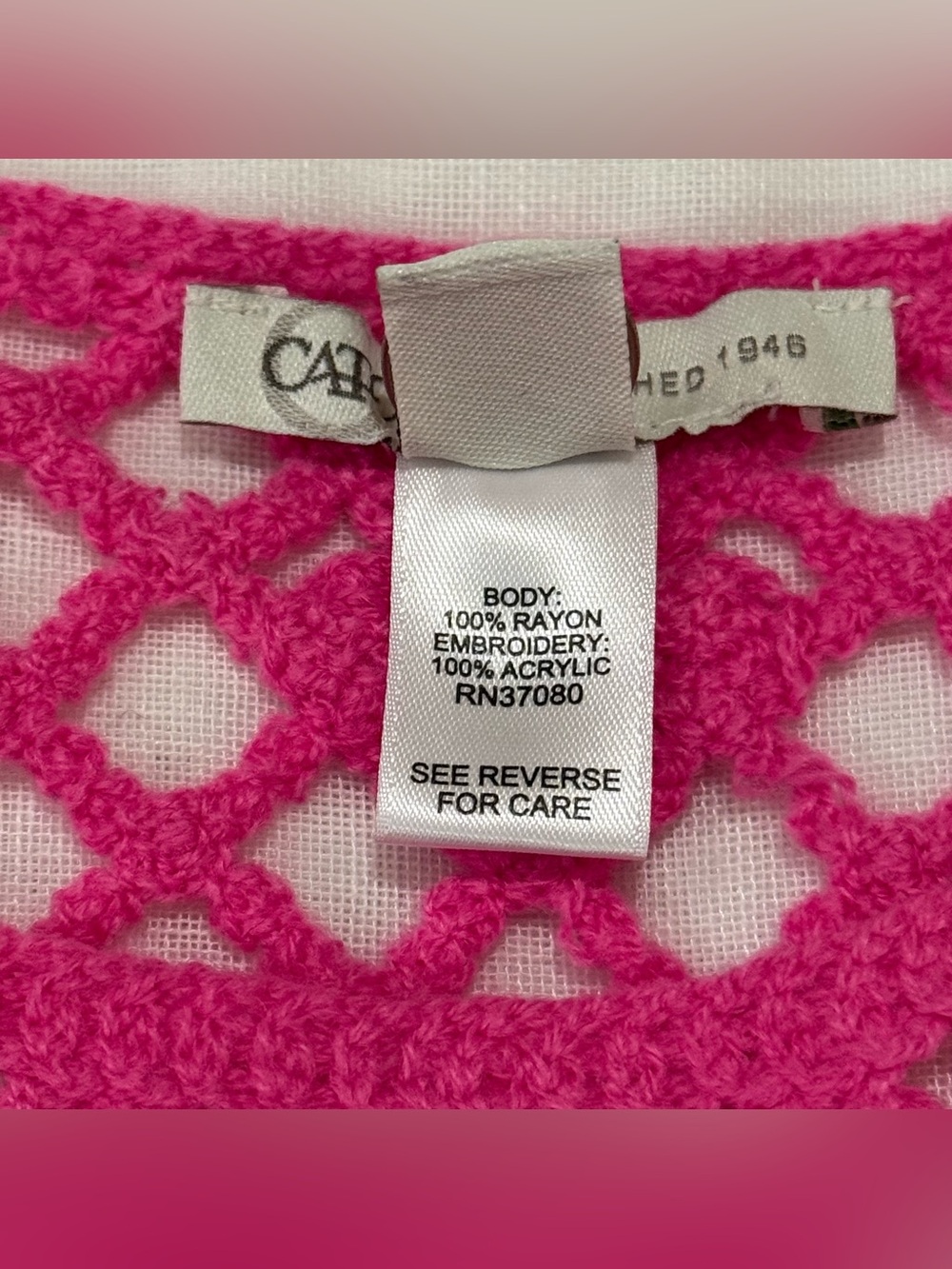 Cato Hot Pink Floral Embroidered Crochet Tank Size S - Picture 6 of 7